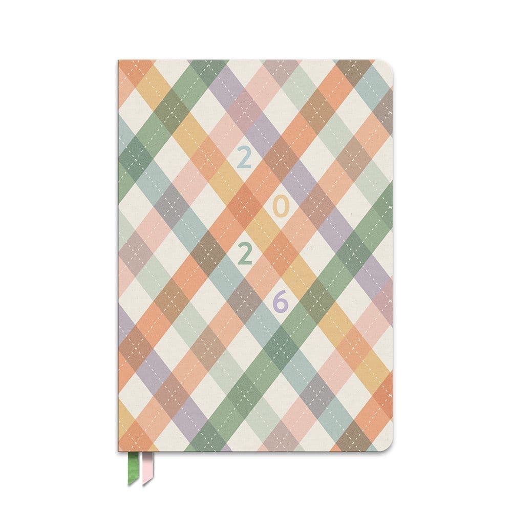 Orange Circle Studio Corporation, As If Argyle Cloth 2026 Planner, 6.2'' X 8.75'', Weekly Calendar with Wire-O Binding