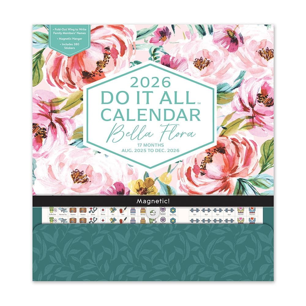 Orange Circle Studio Corporation, Bella Flora Do It All 2026 Wall Calendar, 12'' X 12.8'', 17-Month Calendar with Stapled Binding