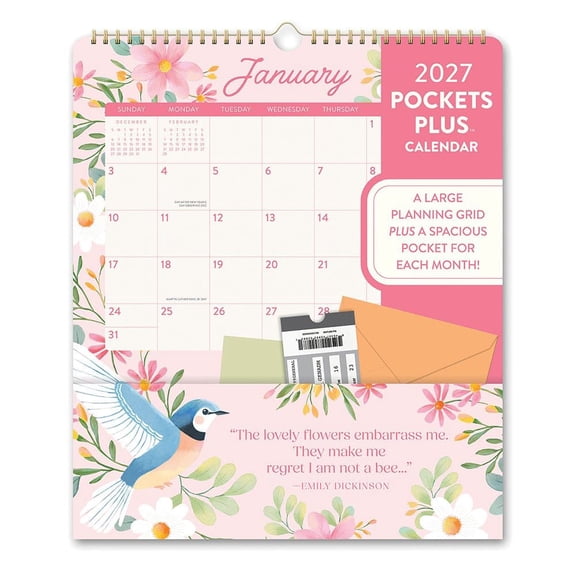 Orange Circle Studio Corporation, Birds and Blooms Pockets Plus 2027 Wall Calendar