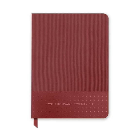Orange Circle Studio Corporation, Dots on Burgundy Textured 2026 Planner, 5.6'' X 7.6'', Weekly Calendar with Spiral Binding