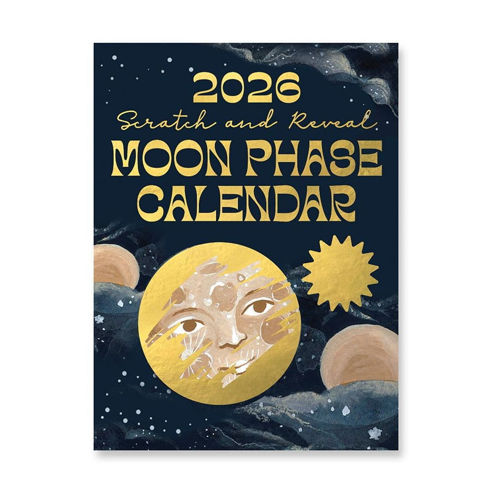 Orange Circle Studio Corporation, Scratch and Reveal Moon Phases 2026 Desk Calendar, 4.1'' X 5.6'', 12-Month Calendar with Stapled Binding