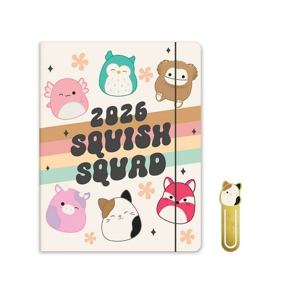 Orange Circle Studio Corporation, Squishmallows Monthly 2026 Planner, 7.5'' X 9.75'', 12-Month Calendar with Adhesive Binding