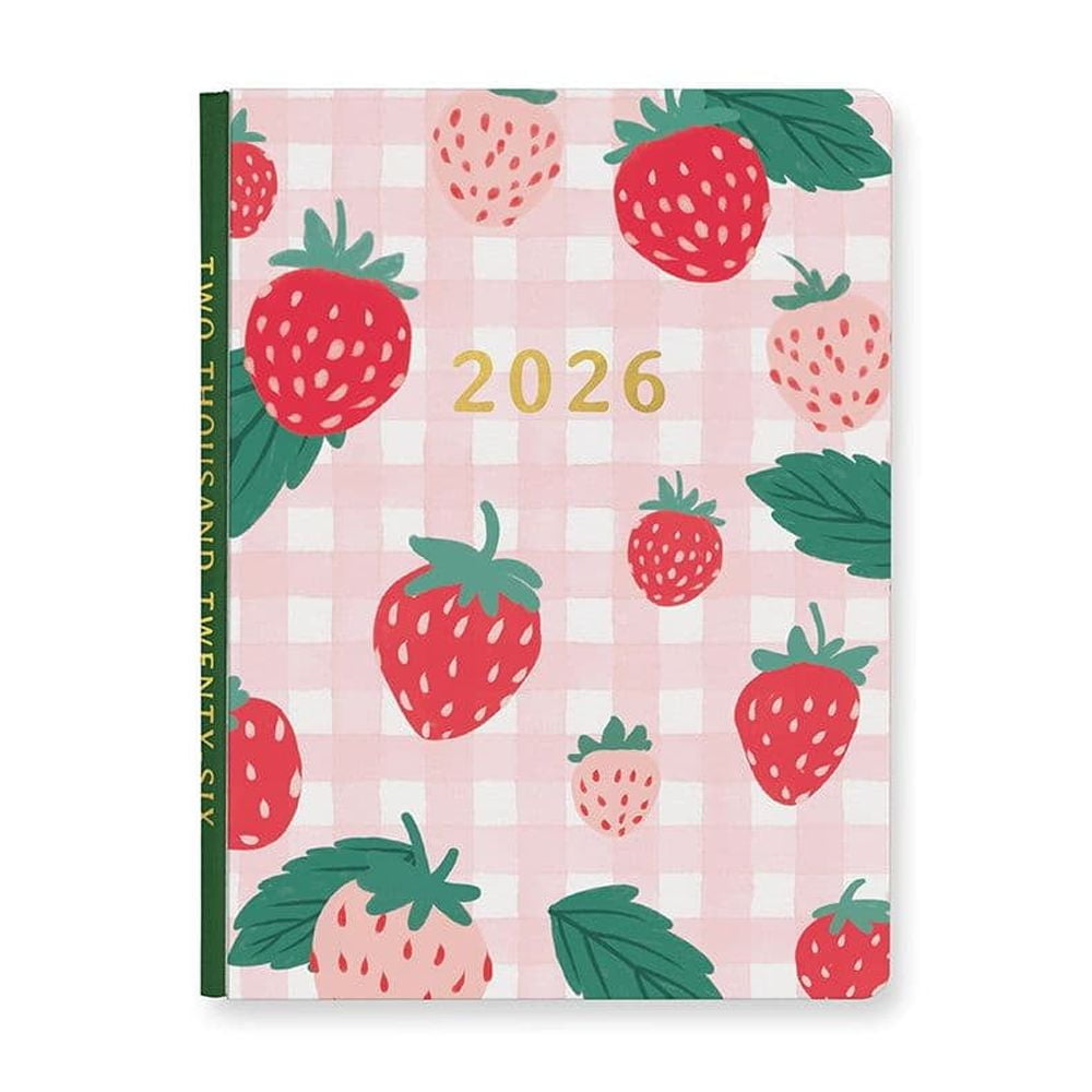 Orange Circle Studio Corporation, Strawberry Love Good Day Monthly 2026 Planner, 5.5'' X 7.75'', 12-Month Calendar with Adhesive Binding