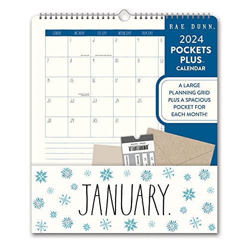 Orange Circle Studio Rae Dunn Pockets Plus Wall Calendar 2024, Large