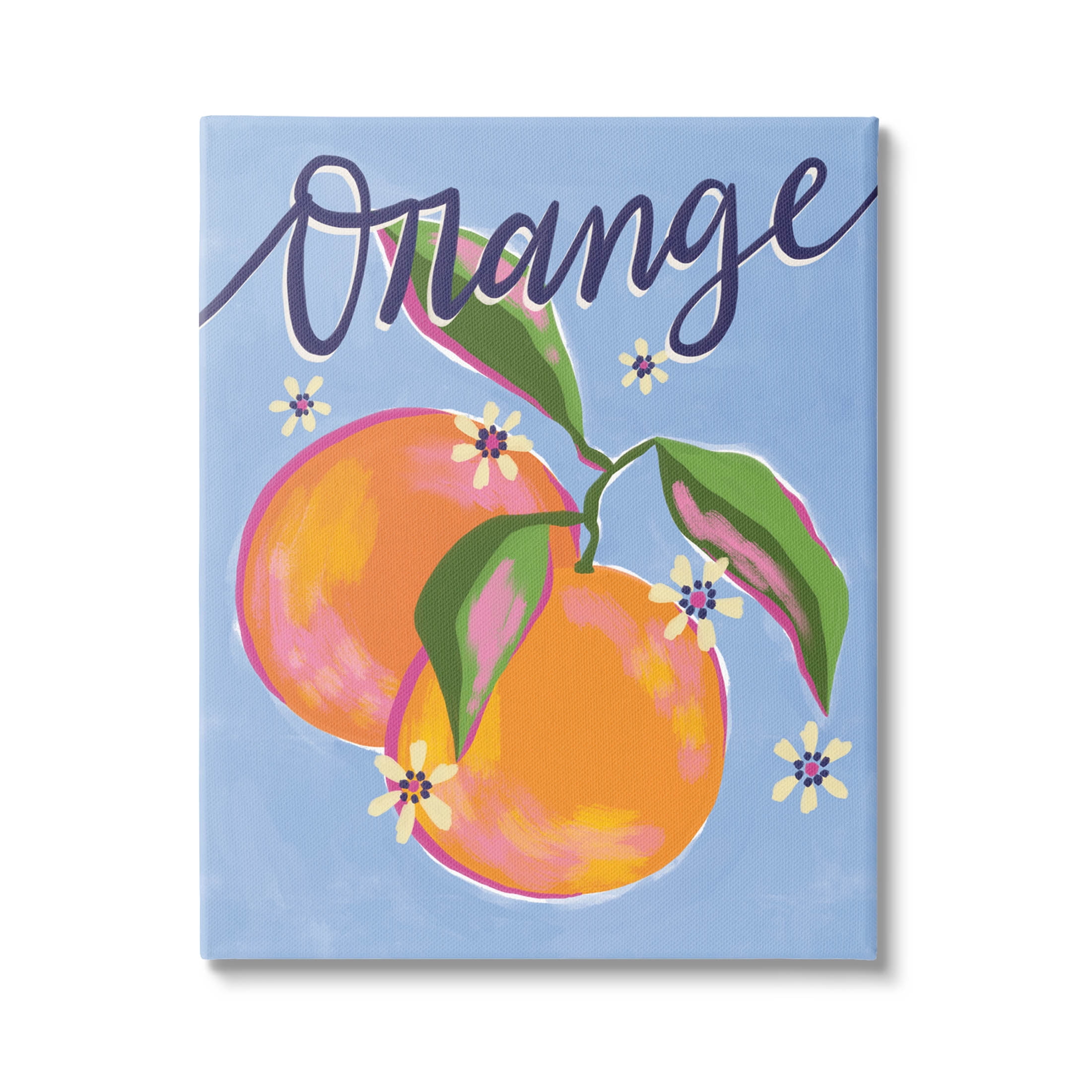 Orange Citrus Fruits Floral Pattern Food & Beverage Graphic Art Gallery Wrapped Canvas Print Wall Art