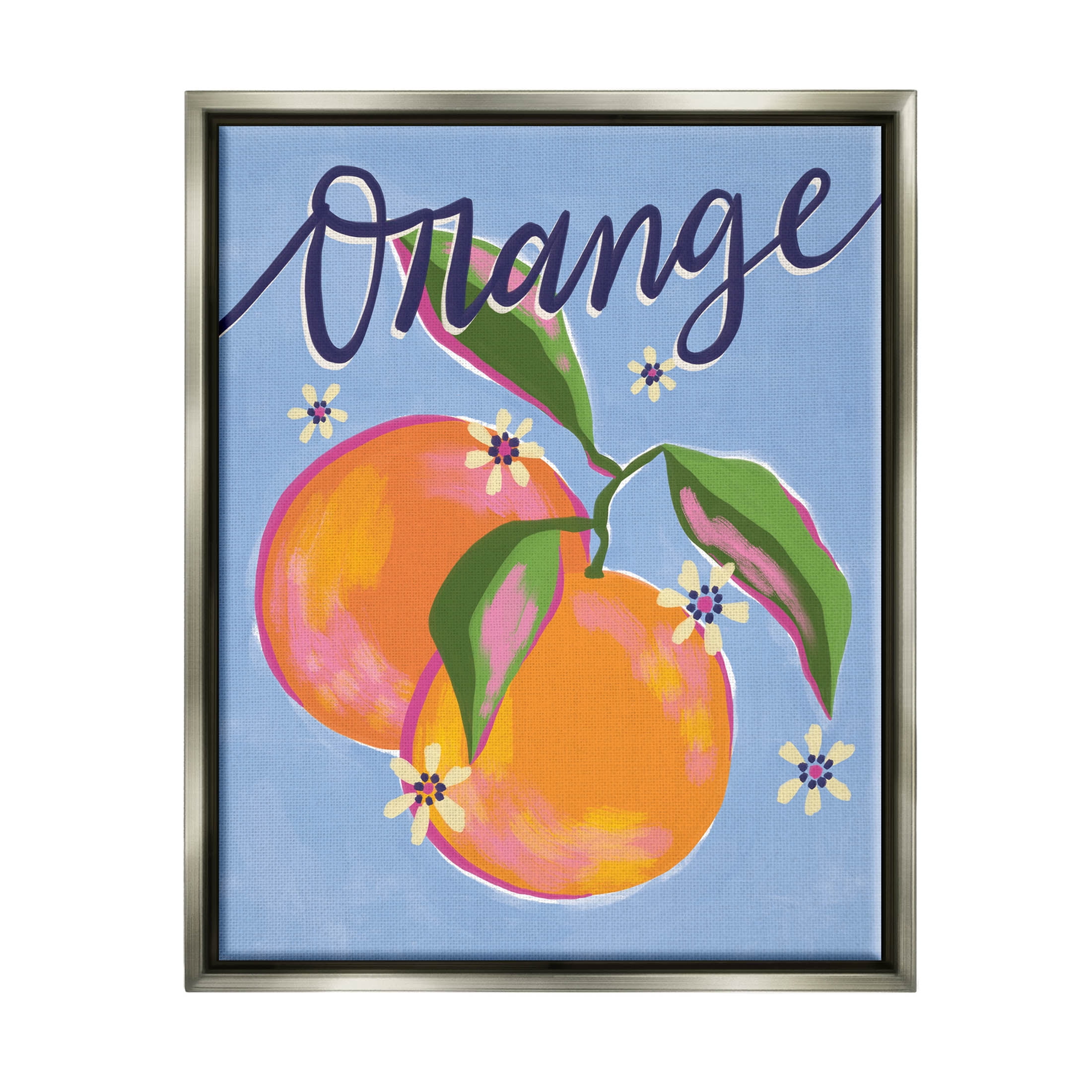 Orange Citrus Fruits Floral Pattern Food & Beverage Graphic Art Luster Gray Framed Art Print Wall Art