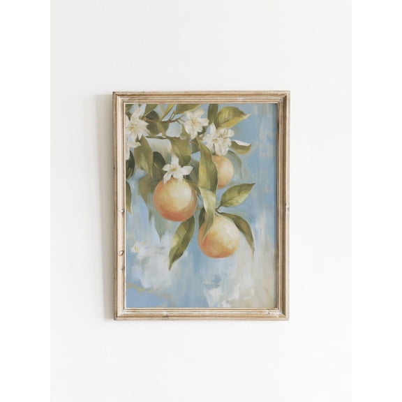Orange Citrus Muted Vintage Still Life Kitchen Wall Art, Stretched Canvas 16x20in