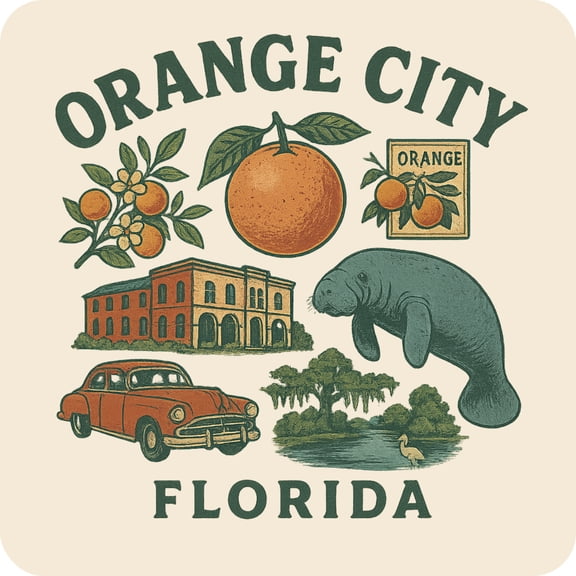 Orange City Florida Keepsakes Souvenir Vinyl Sticker – Destination Travel Keepsake Collectible (3-Inches Wide)