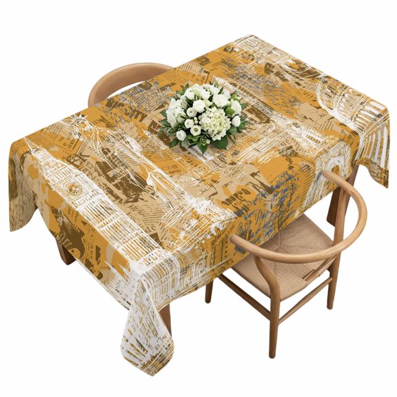 Orange City Rectangle Tablecloth Retro Modern Abstract Orange Architecture Waterproof Wrinkle Free Soft Table Cloth Spill-Proof Washable Table Cover for Dining Party Picnic 60 x 120 Inch