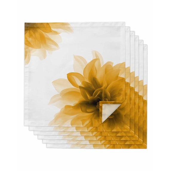 Orange Cloth Napkins Set of 6 Reusable Dinner Napkins, Boho Modern Floral Abstract Ombre Leaf White Cocktail Napkin Washable Table Napkins for Wedding/Holiday Party/Baby Shower 20"x20"