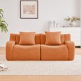 thumbnail image 1 of Orange Cloud Couch Loveseat, Modern Teddy Fabric Boneless Sectional Sofa in a Box for Living Room, Modular Floor Couch, No Assembly Required, Sofas para Sala, 1 of 8