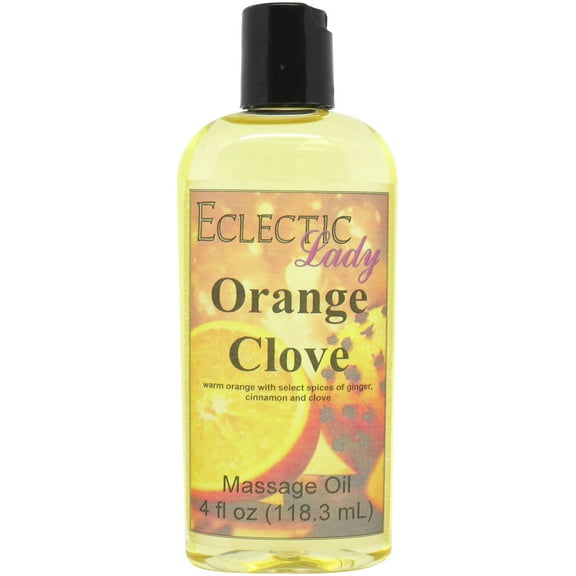 Orange Clove Massage Oil by Eclectic Lady, 4 oz, Sweet Almond Oil and Jojoba Oil