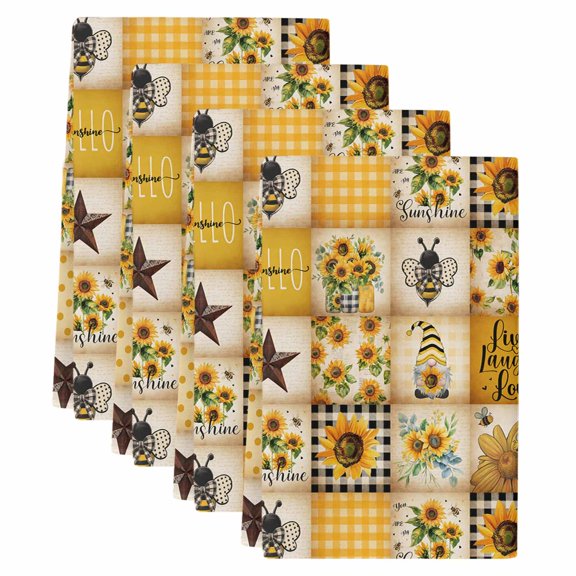 Orange Coastal Kitchen Towels Set of 4, Absorbent Microfiber Dish Tea Towels with Hanging Loop, Turtle Nautical Anchor Octopus Starfish Resuable Hand Towel for Home Kitchen Cooking Cleaning 18"x28"
