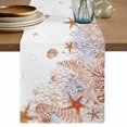 thumbnail image 1 of Orange Coastal Table Runner 70 Inches, Beach Nautical Coral Starfish Summer Bed Runner Dresser Scarves Tabletop for Indoor Outdoor Parties/Ceremony/Banquet, 13" x 70", 1 of 9