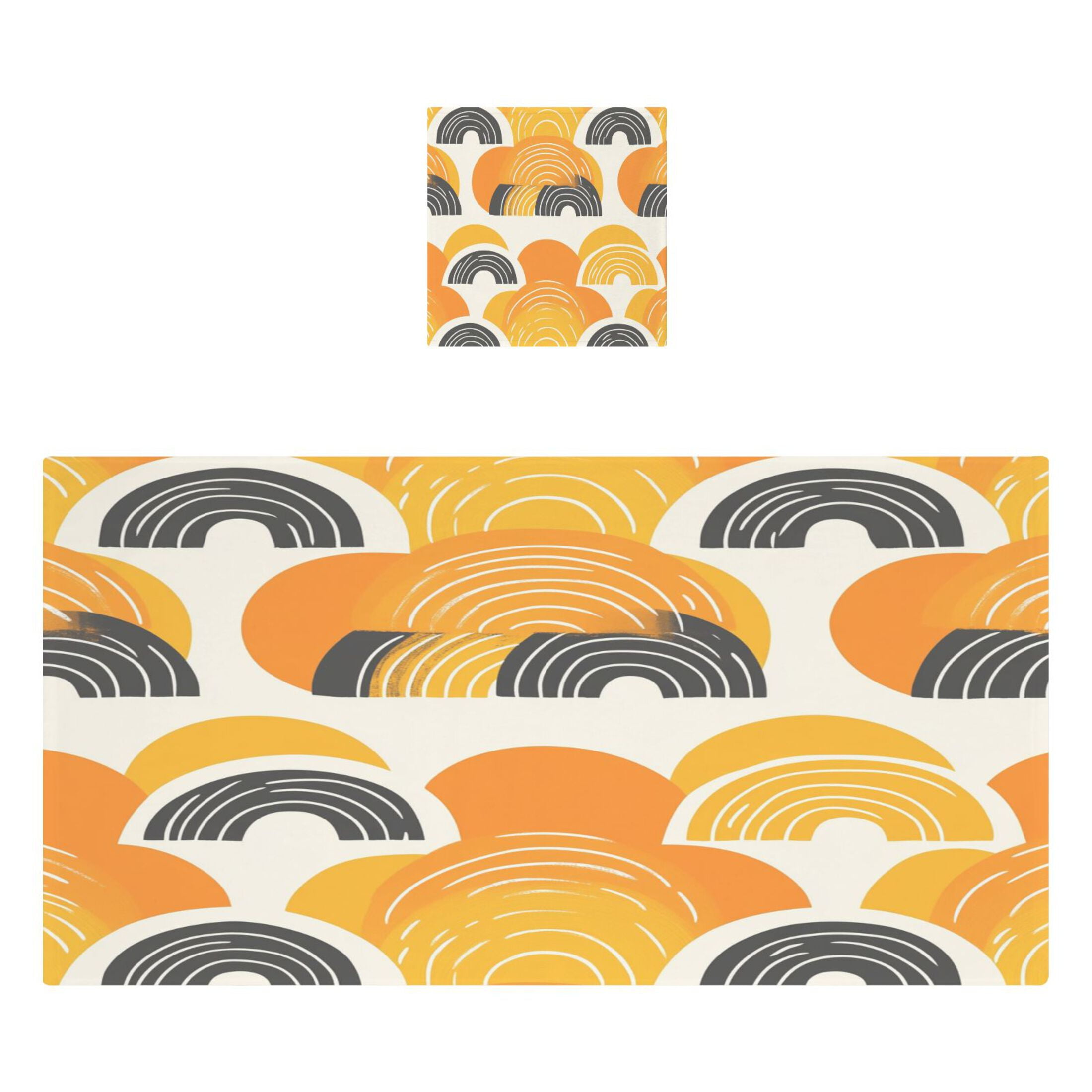 Orange Color Pattern 2 Piece Cotton Bath and Face Towel Set Soft and Absorbent, for Beach Pool Bathroom