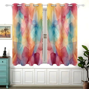 Orange Colorful Print Blackout Curtains Window Grommet Insulated Curtain Bedroom Living Room 54"x55" 2 Panels