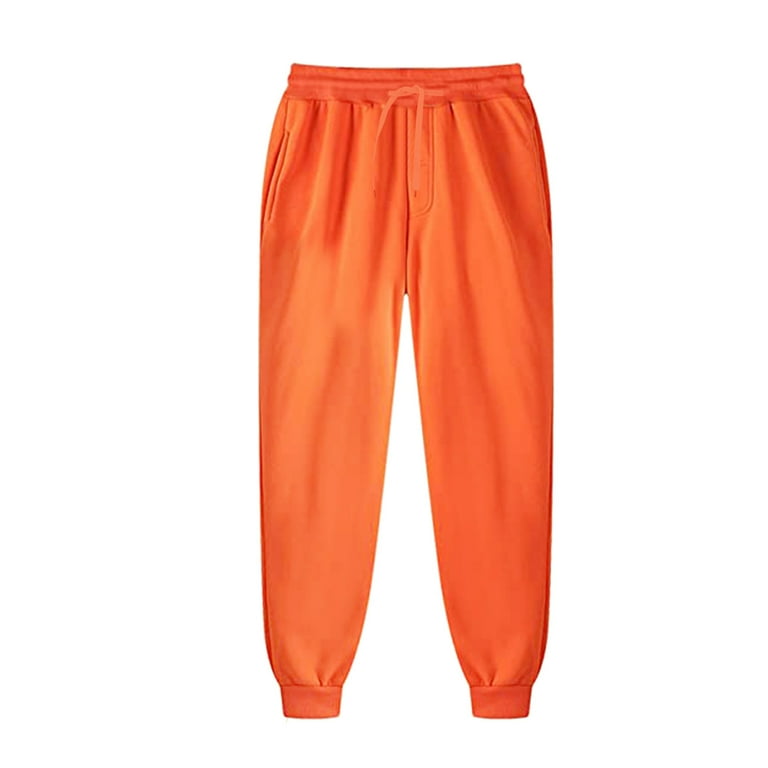 Orange Compression Pants Men Polyester Formal Pants for Men Long Sleeve Mens Casual Stretch Pants XXL Summer Pants for Men Solid Mens Trousers