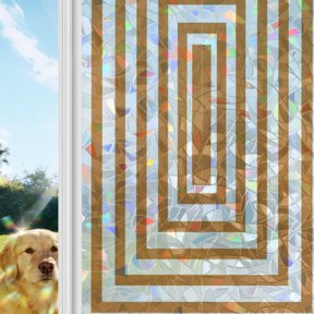 Orange Concentric Squares Rainbow Window Privacy Film, Modern Abstract Minimalist Geometric Lines Stained Glass Window Film, Sun Blocking Glass Clings Non Adhesive Door Stickers 19.6 x 39.3 Inches