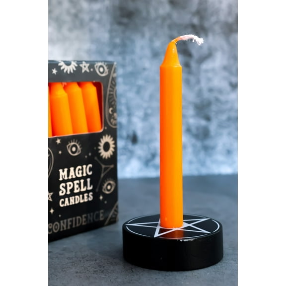 Orange Confidence Pack of 12 Wicca Occult Witch Ritual Spell Chime Candles