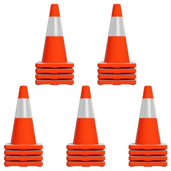 Orange Construction Cones, 18-Inch Height, Stackable Design, 360 Visible, Traffic Safety Cones, Outdoor Events, Parking Lots, Construction Sites(20PCS)