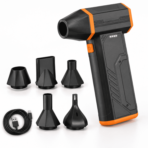 Orange Cordless Electric Rechargeable Compressed Air Duster with 3 Adjustable Speeds