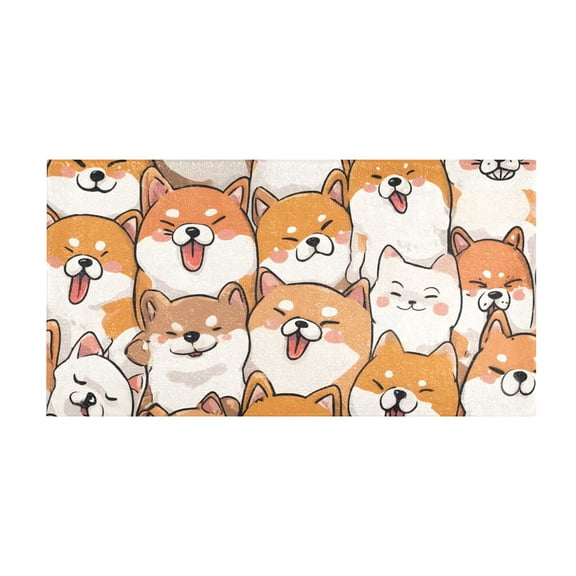 Orange Corgi Pattern Bath Mat 39x20 Inch Soft Absorbent Non-Slip Plush Bathroom Rug for Floor