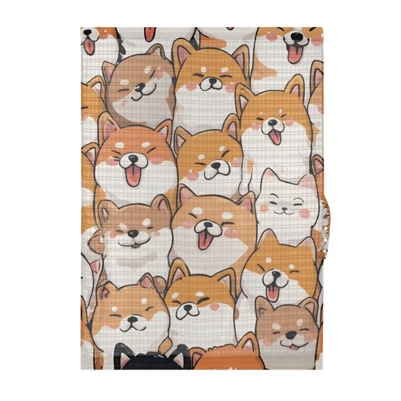Orange Corgi Pattern Door Curtain Sheer Privacy Light Filtering Window Panel 1 Panel 54x40 Inch