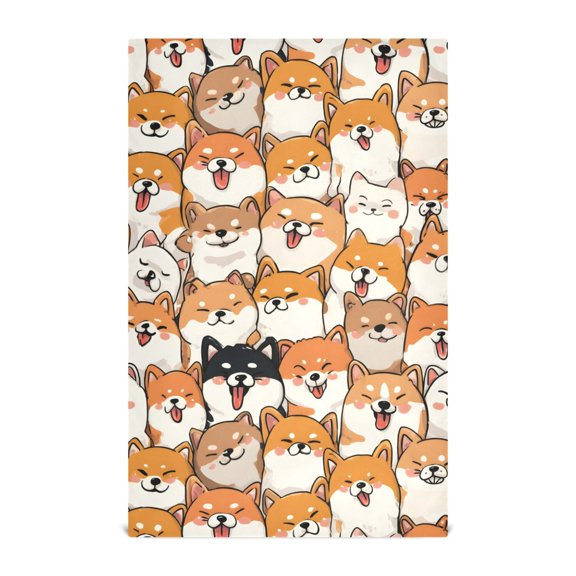 Orange Corgi Pattern Kitchen Towels Waffle Weave Decorative Tea Towels Multi Use Dishcloths 28x18in