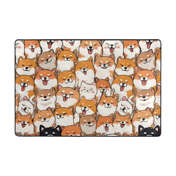 Orange Corgi Pattern Rug 36x24in Memory Foam Absorbent Non Slip Plush for Bathroom Kitchen Entryway
