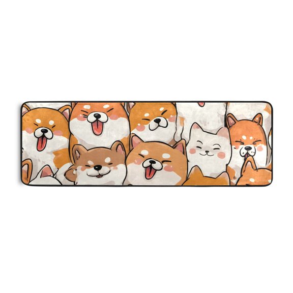 Orange Corgi Pattern Runner Rug 24x72 Inch Cushioned Non Slip Soft Absorbent Floor Mat