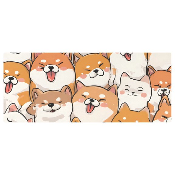 Orange Corgi Pattern Stretch Fitted Tablecloth 2.5x6ft Elastic Wrinkle Resistant Cover