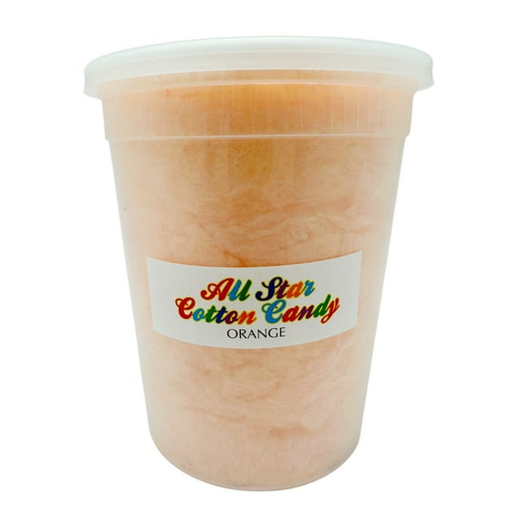 Blair Candy Orange Cotton Candy  Fruity, Fluffy Treat, 32 oz Tub (2.6 oz Cotton Candy Inside), Gluten-Free & Nut-Free