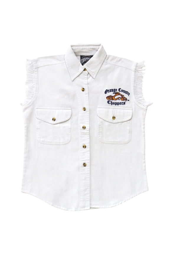 - Logo White Denim Juniors Shirt