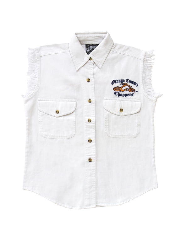 - Logo White Denim Juniors Shirt
