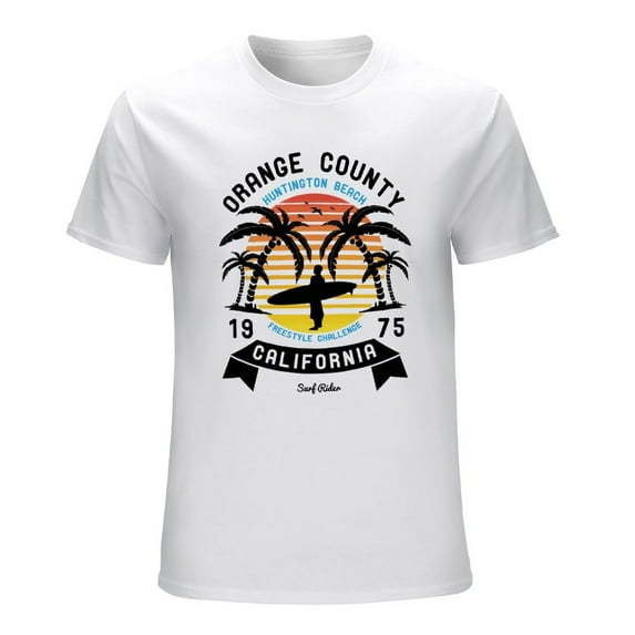 Orange County Vintage T-shirt Mens Cotton Classic Crewneck Short Sleeve Tees Unisex White 4XL