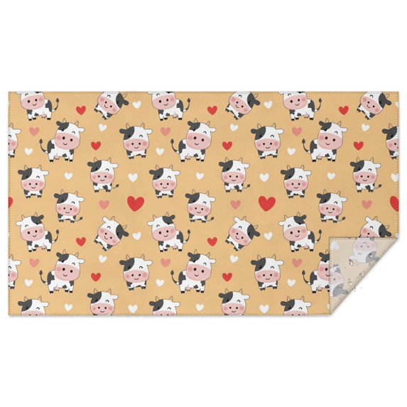 Orange Cow Heart Pattern Rectangle Tablecloth 60"x102",Waterproof Polyester Rectangle Table Cloth, Wipeable Spillproof Polyester Tablecloth for Dining, Camping, Indoor and Outdoor