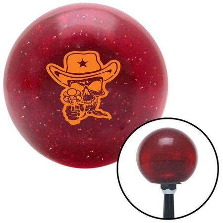 Orange Cowboy Skull Red Metal Flake Shift Knob with M16 x 1.5 Insert Shifter Auto