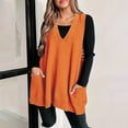 thumbnail image 1 of Orange Cozy Pocket Sweater Vest Women Womens Sleeveless Sweater Vest V Neck Loose Knit Casual Flattering Tunic Top, 1 of 6