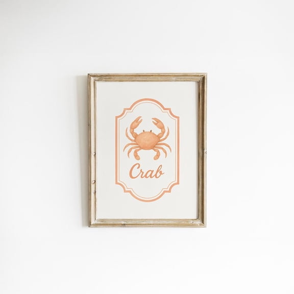 Orange Crab Print Coastal Nursery Wall Art Unframed Paper Poster 8x10in