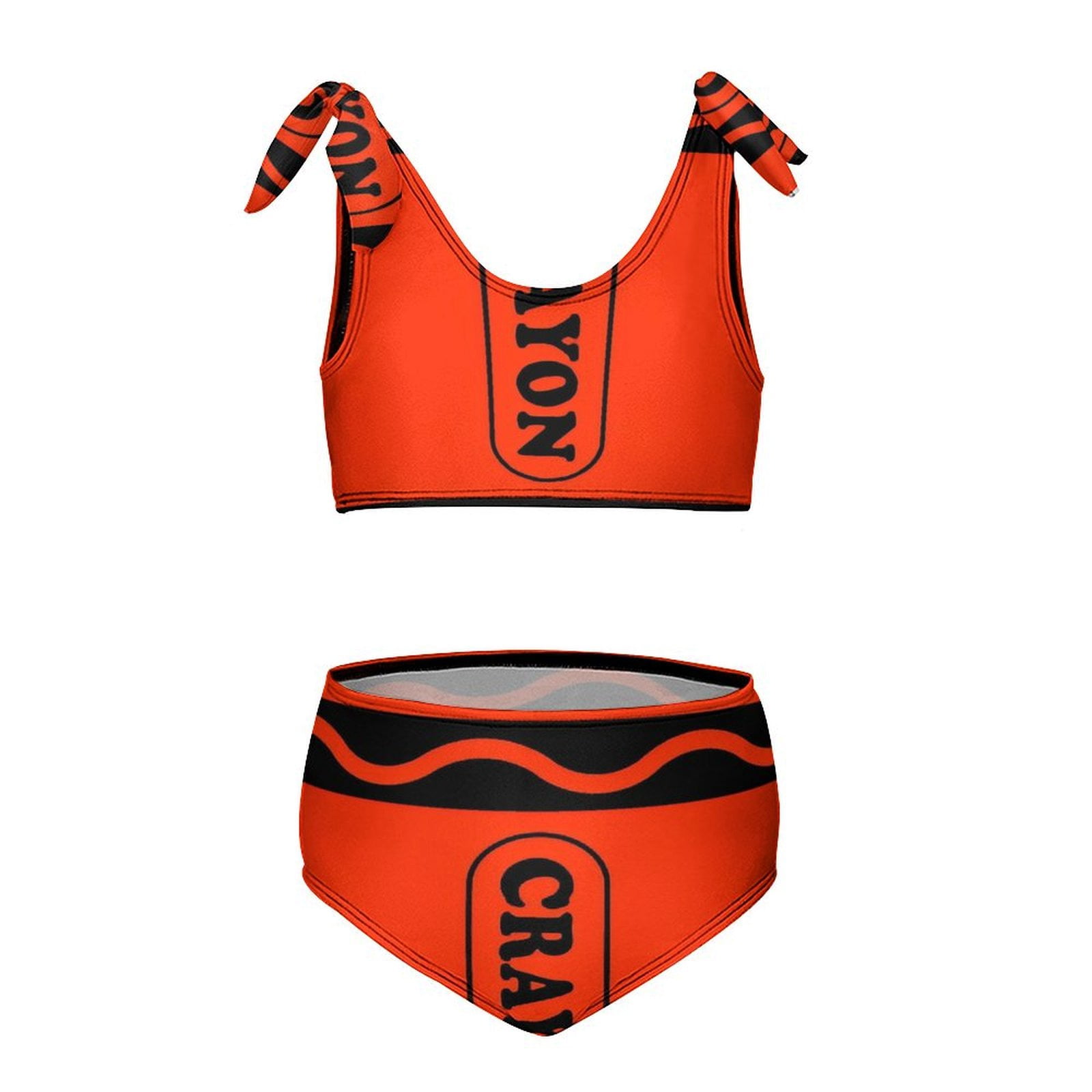 Orange crayon costume girl s 2 piece bikini set beach sport swimsuit