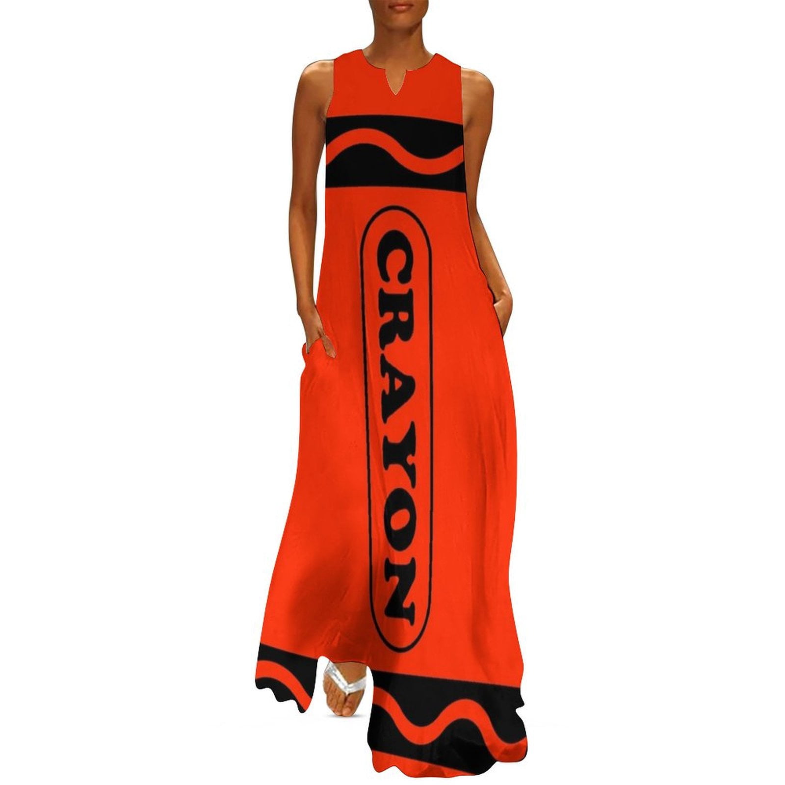 Orange crayon costume long dress women s clothing summer 2024 novelties