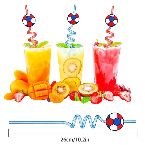 Orange Crazy Spiral Straws, BPA-Free Reusable PET Plastic Straws for Holiday Parties, Weddings, and Beach Cocktail Decorations, 5-Pack