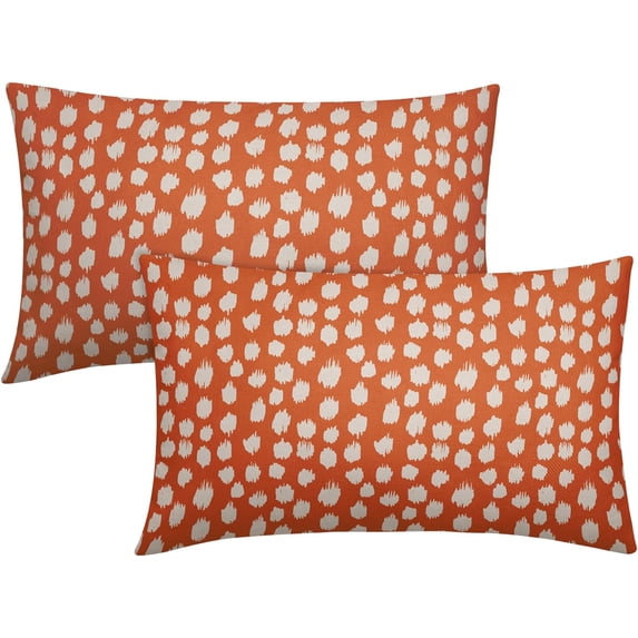 Orange Cream Dots Lumbar Pillow Covers 12x20 Set of 2 Boho Design Polka Dot Print Throw Pillows Modern Outdoor Decorative Pillowcase Rectangle Linen Cushion Cases Decor for Sofa Couch Bed