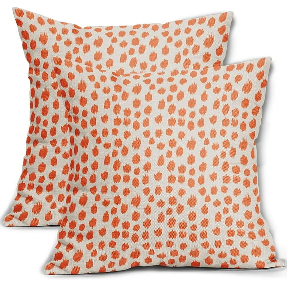 Orange Cream Pillow Covers 20x20 Set of 2 Boho Design Polka Dot Throw Pillows Modern Brush Strokes Print Decorative Outdoor Pillowcase Square Cushion Cover Linen for Home Sofa Couch Bed