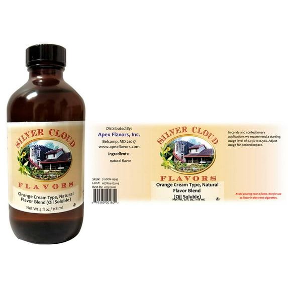 Orange Cream Type, Natural Flavor Blend (Oil Soluble) - 4 fl. oz. glass bottle with dropper cap