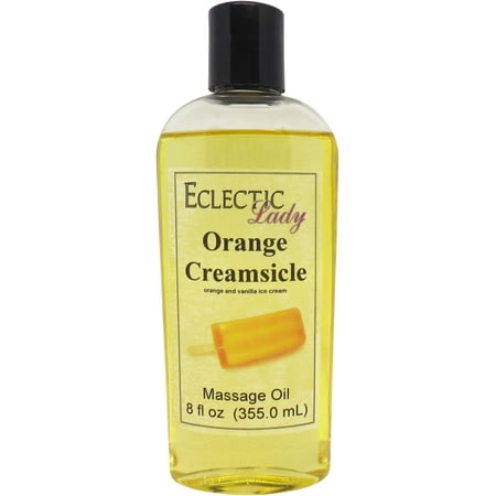 Orange Creamsicle Massage Oil by Eclectic Lady, 8 oz, Sweet Almond Oil and Jojoba Oil
