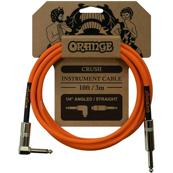 Orange Crush 10' Instrument Cable with Angled to Straight Connector, Orange