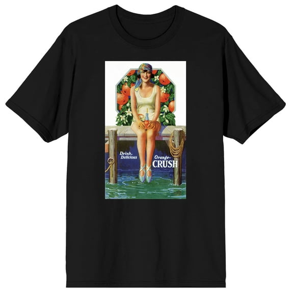 Orange Crush Woman On Bench Drink Delicious Orange Crush Men's Black T-shirt-XL