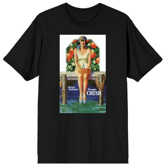 Orange Crush Woman On Bench Drink Delicious Orange Crush Men's Black T-shirt-XL