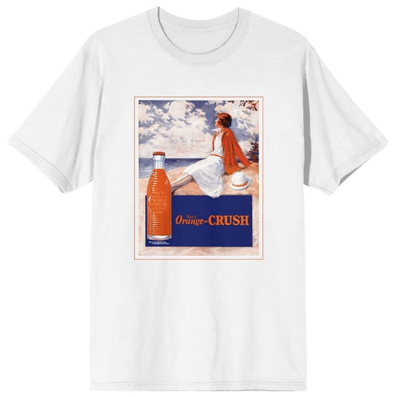 Orange Crush Woman On Seashore Men's White T-shirt-XL